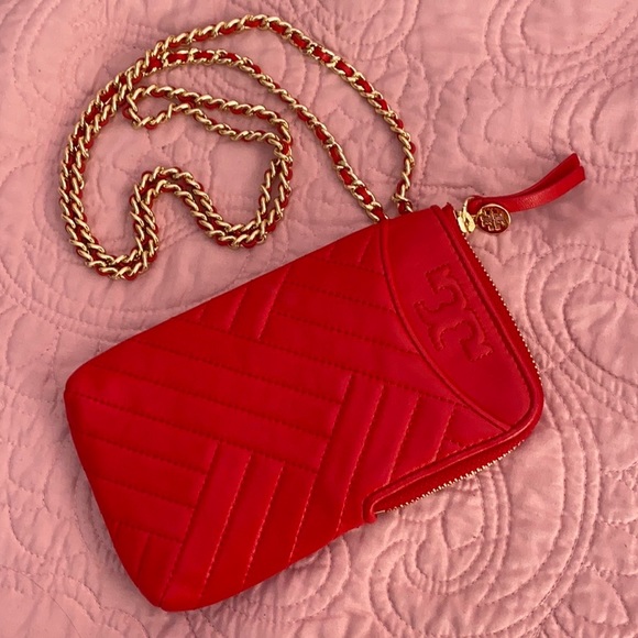 SOLD 🥳Tory Burch Phone Case Crossbody bag ♥️RED♥️ - Picture 1 of 8